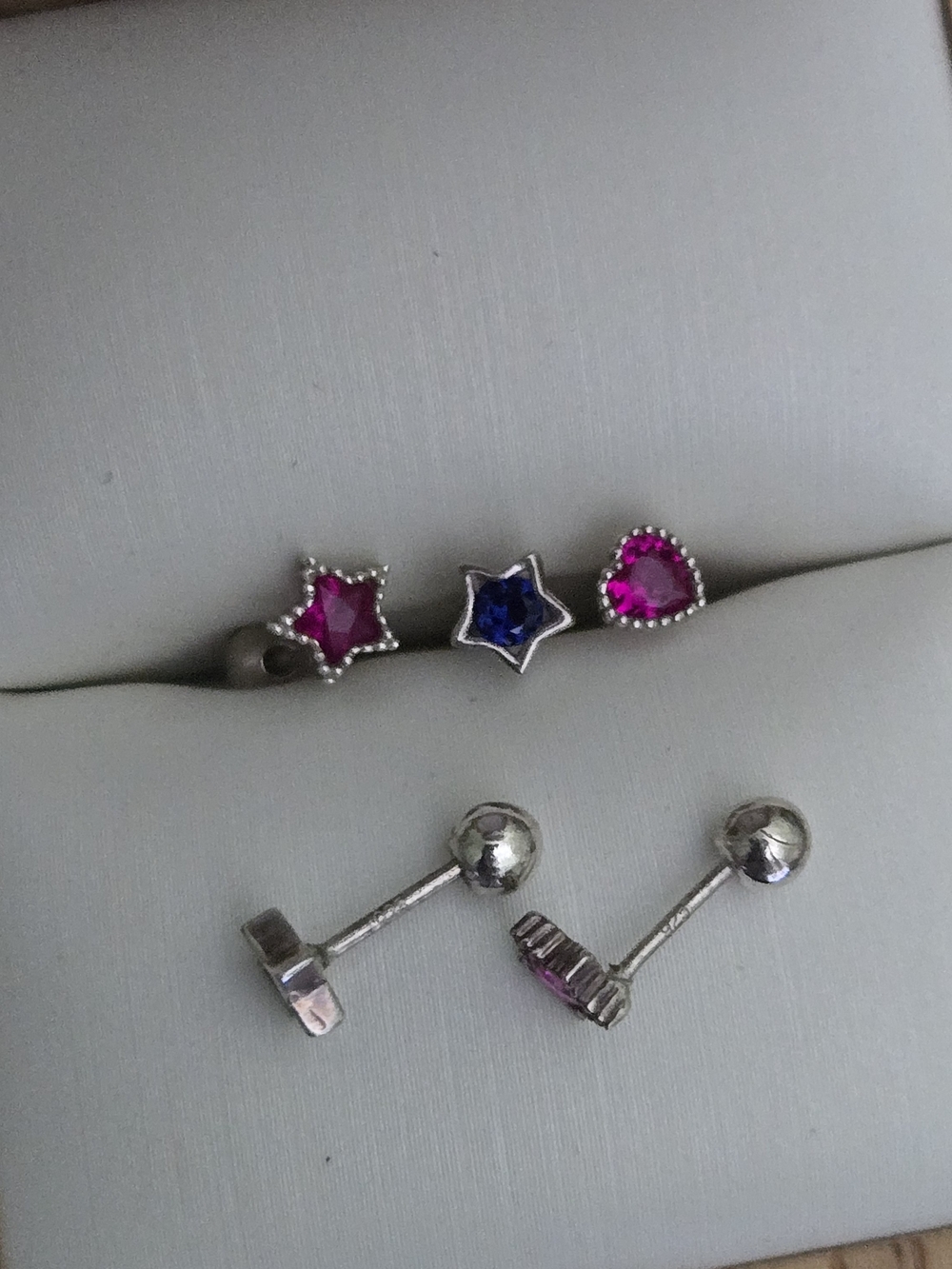 925 Sterling Silver Star and Heart Stud Earring Set -Screw Back Earrings